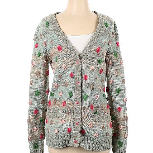 Leifsdottir Pyranees Dot Cardigan Sweater Anthropologie Wool Oversized XS RARE - Picture 1 of 8
